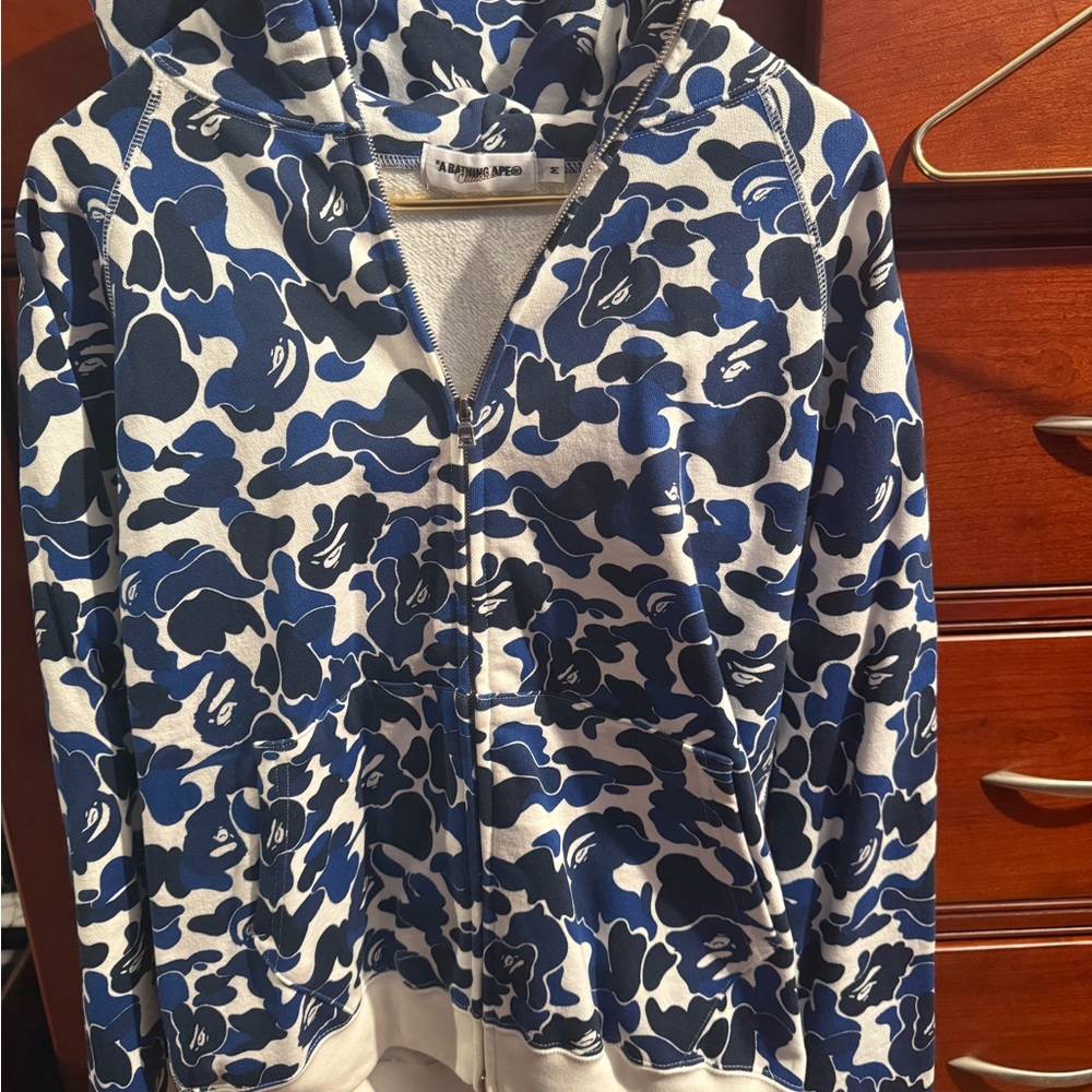 Blue Camouflage Zip-Up Sweater